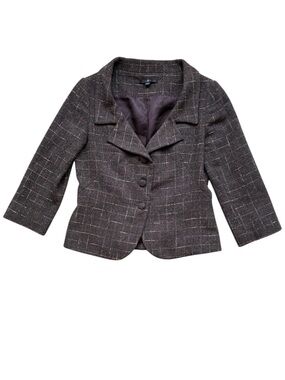 Teenflo Women's y2k Brown Tweed Wool Blend Blazer Made in Canada Size 6